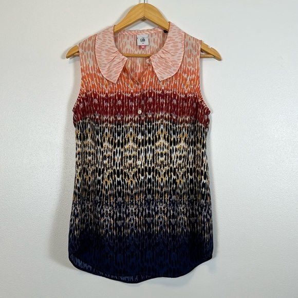 Cabi Ombre Peter Pan Collar Love Top Wm Small Buttondown Artsy Multicolor Twee - Picture 1 of 10